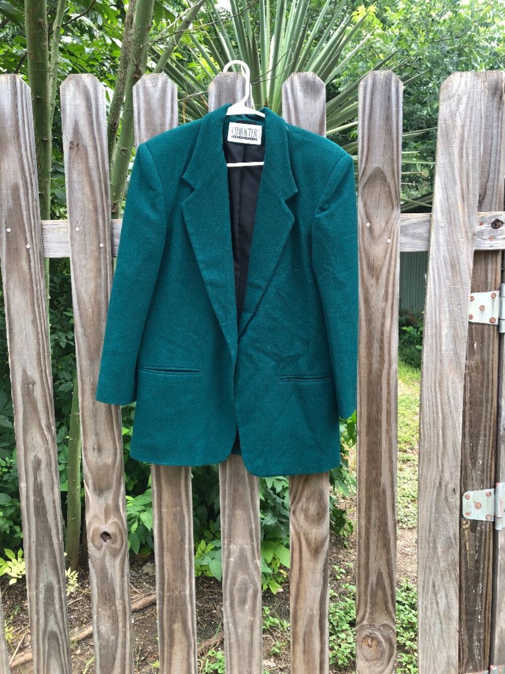 Vintage Character Suburban Wear Teal Green Wool Blazer, Size 10